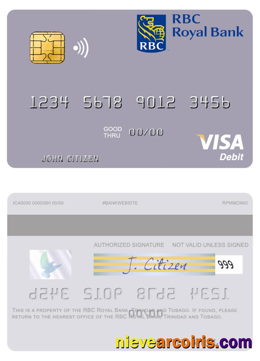 Trinidad and Tobago RBC Royal Bank visa debit card